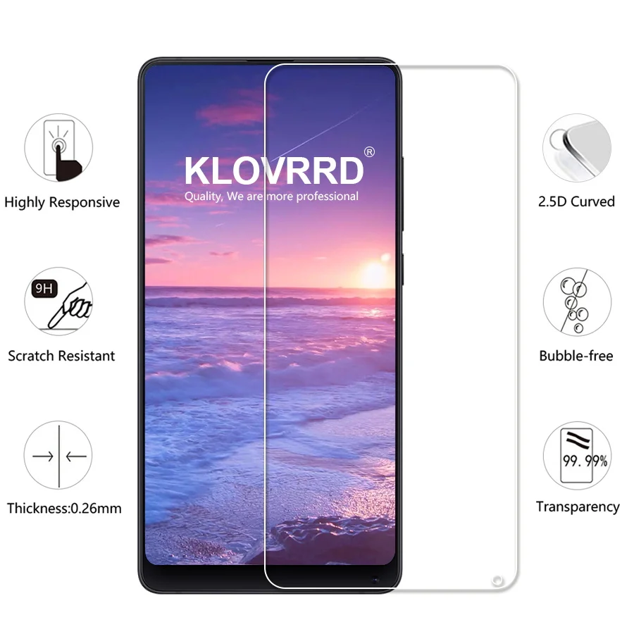 KLOVRRD 2.5D Закаленное стекло для Xiao mi x 2 S 9 H прозрачная защитная пленка с защитой от