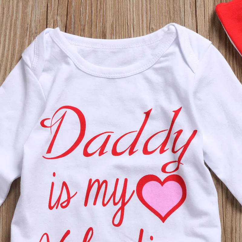Pudcoco/Новый Модный комбинезон для новорожденных девочек с надписью Daddy is my Valentine