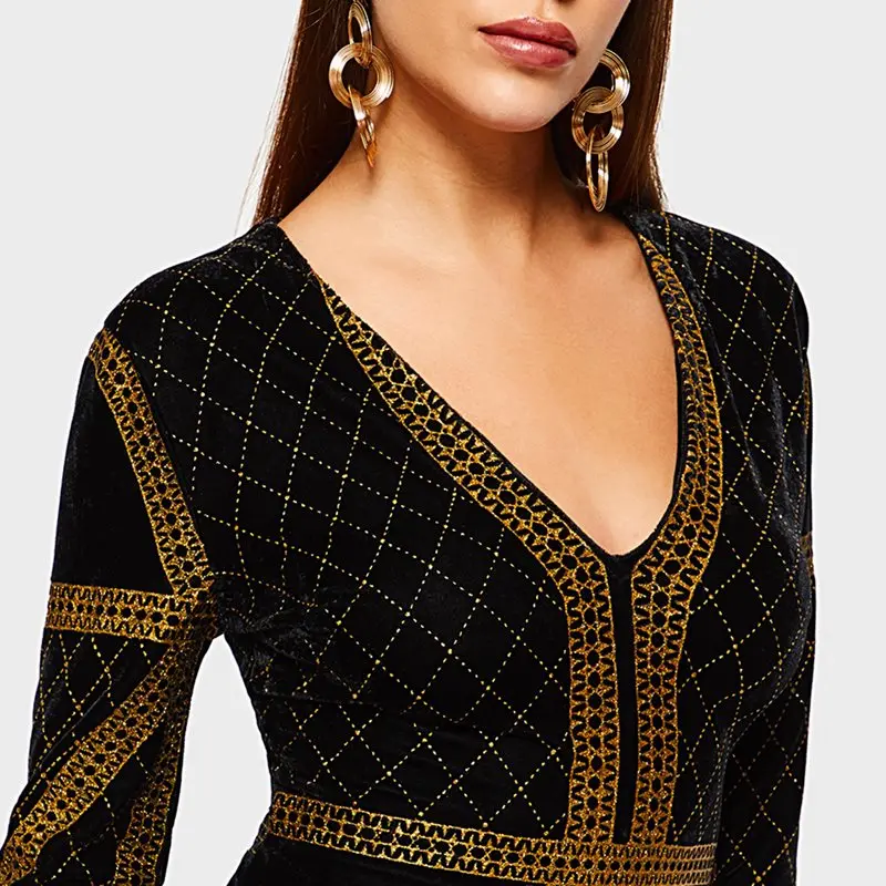 Для женщин Мини платья Повседневное пикантные Клубные Velvet Bodycon плед печати