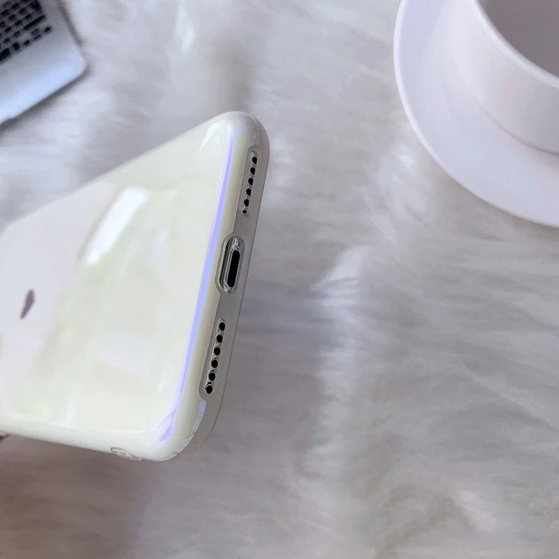For iphone X XR XS Max Case Blue ray Laser Love Heart Soft silicon Mirror Cases 6 7 8 plus Simplicity Back Cover |