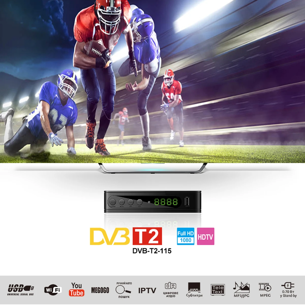 ТВ приставка SOONHUA USB2.0 DVB T2 медиаплеер Wifi LAN ресивер Full HD 1080P цифровая смарт Fpr MPEG H.264