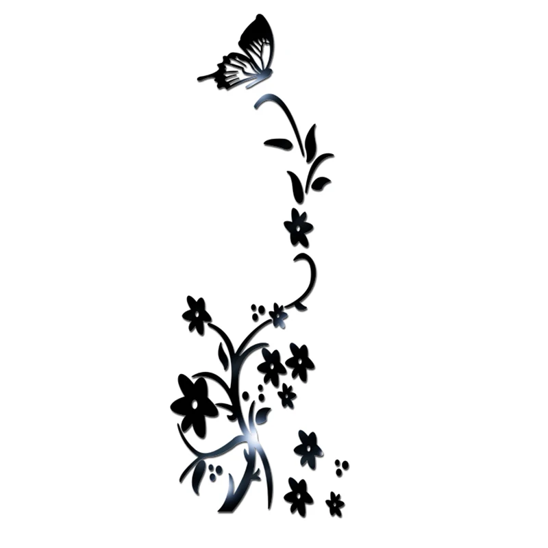 Цветок бабочка искусство зеркало наклейка на стену акриловая Muralfor детская
