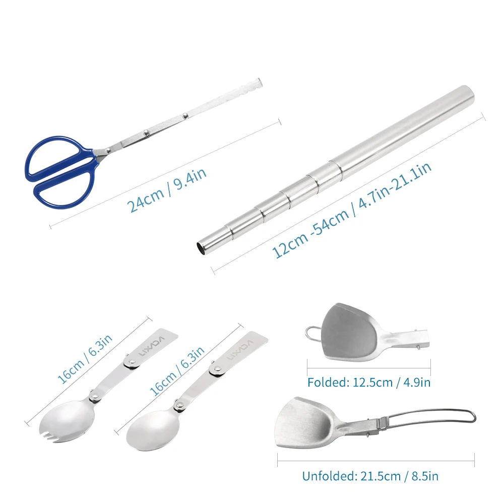 10 шт. набор кухонной посуды для кемпинга Складывающийся из нержавеющей стали