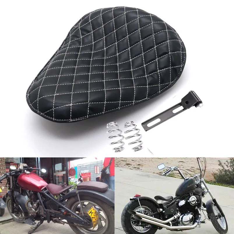 Мотоциклетное сиденье для водителя в алмазном стиле с пружиной Harley Chopper Bobber Custom