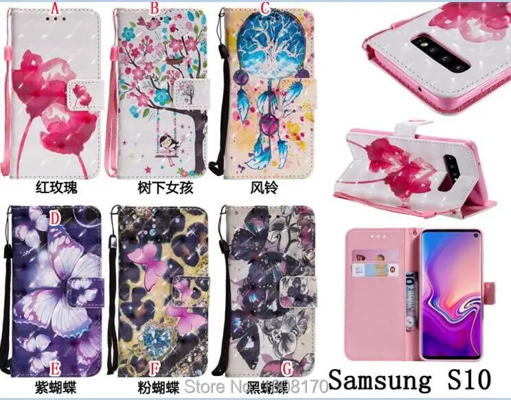 C-ku 3D кожаный чехол-кошелек с бабочками и цветами для Samsung Galaxy S10 S10E Plus A6S Sony Xperia XZ4