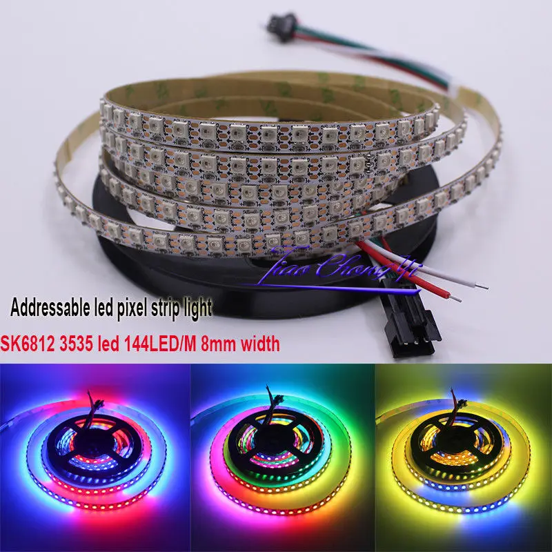 Пиксельная RGB Светодиодная лента SK6812 MINI 3535 144led/M DC5V 2 м индивидуальная ширина 8 мм