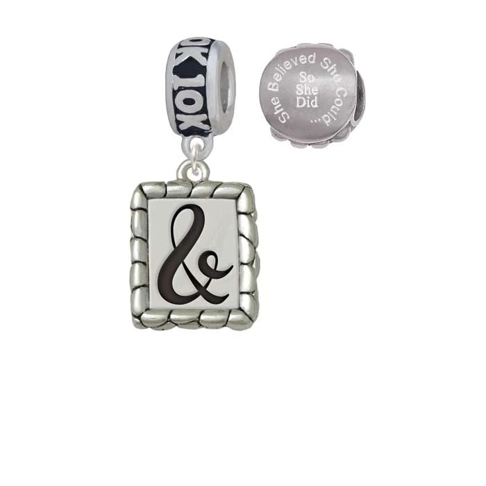 Silvertone Pebble Border Initial-и 10 K Run она считала что может очаровать бусины (набор из 2) |