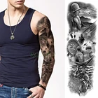 Водонепроницаемая Временная тату-наклейка воин Боевая сцена значок полная рука большой тату поддельные татуировки флэш-татуировки для мужчин и женщин