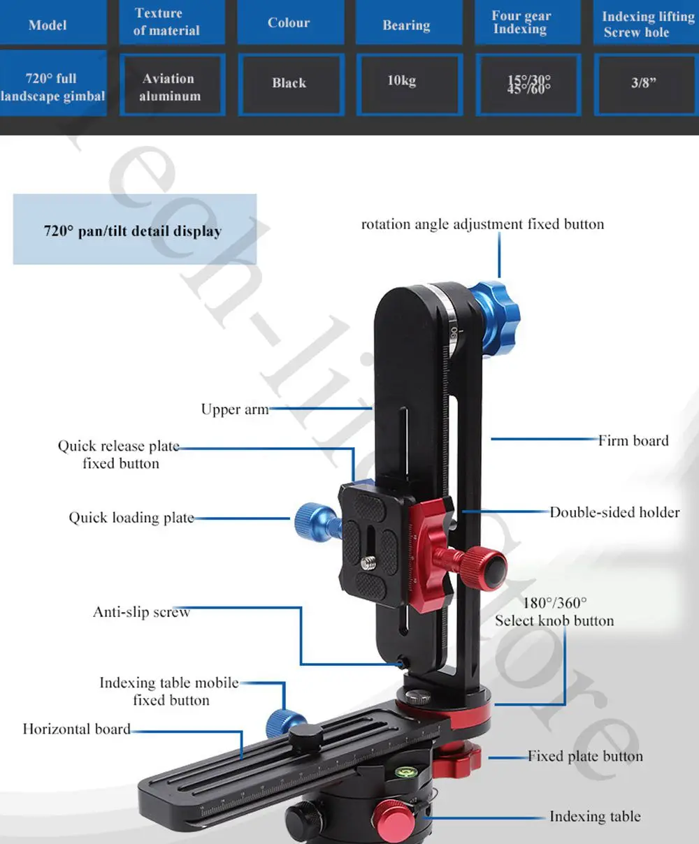 3/8 штатив 720 градусов панорамная головка Stander Quick Release Plate для DSLR Nikon Canon sony