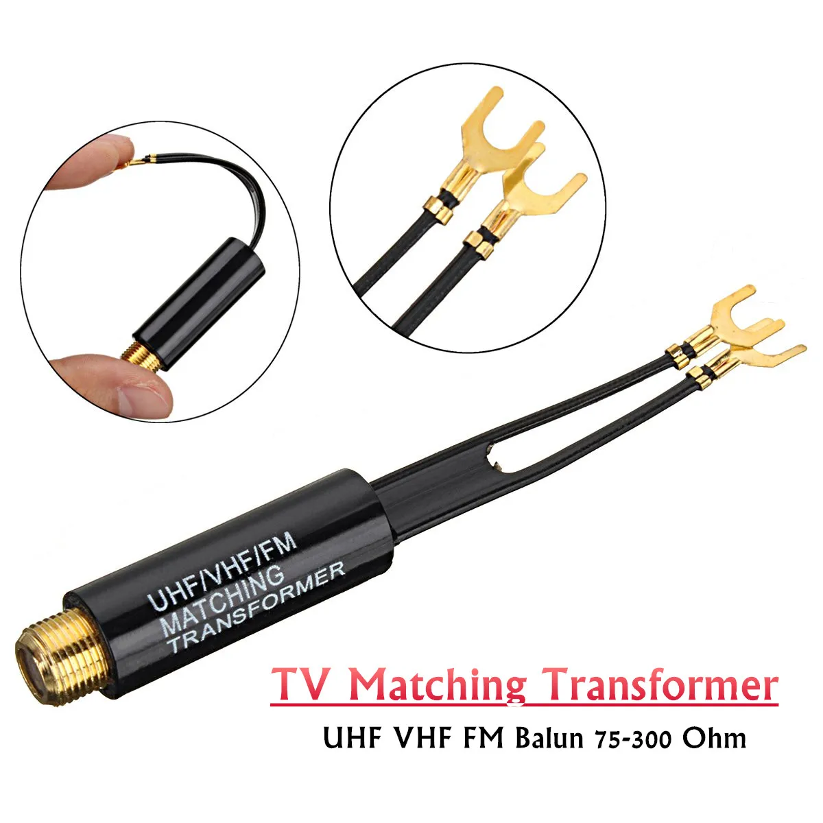 Переходник для кабеля Balun 75 300 Ом УВЧ УКВ FM ТВ F|Кабели адаптеры и разъемы| |