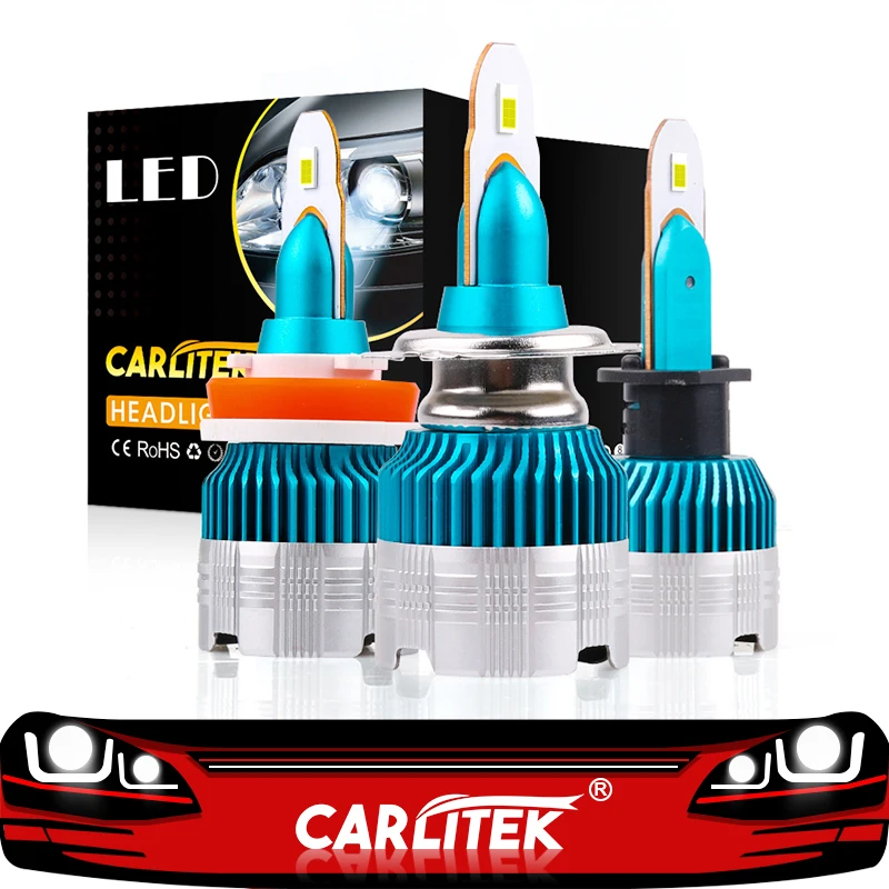 CARLitek 2 шт. тонкий H7 Led 6500K H4 Hi/Lo H1 H11 9005 9006 светодиодные лампы для автомобильных фар H8