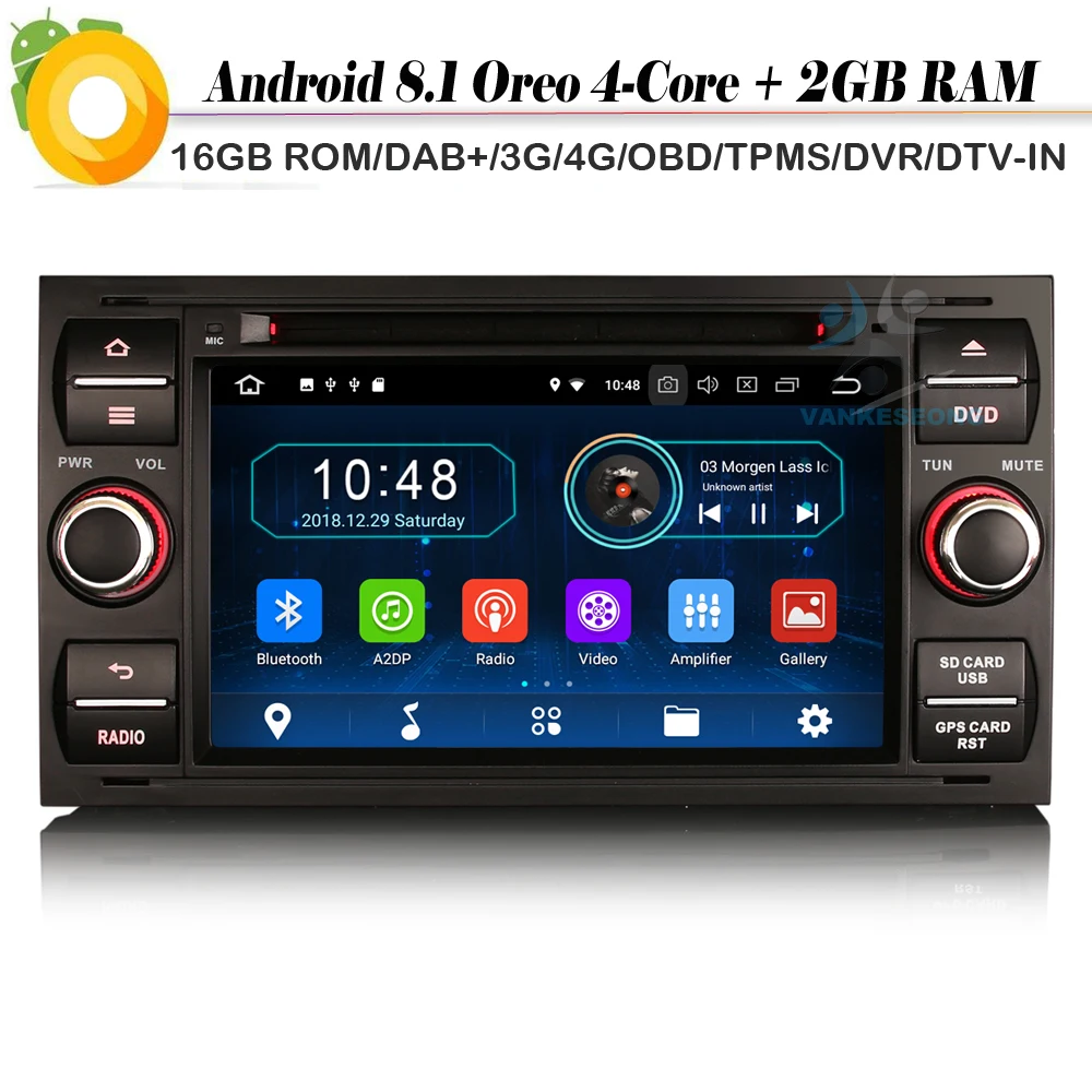 DAB + четырехъядерный Android 8 1 Авторадио Sat Nav WiFi 4G GPS BT OBD Bluetooth Автомобильный
