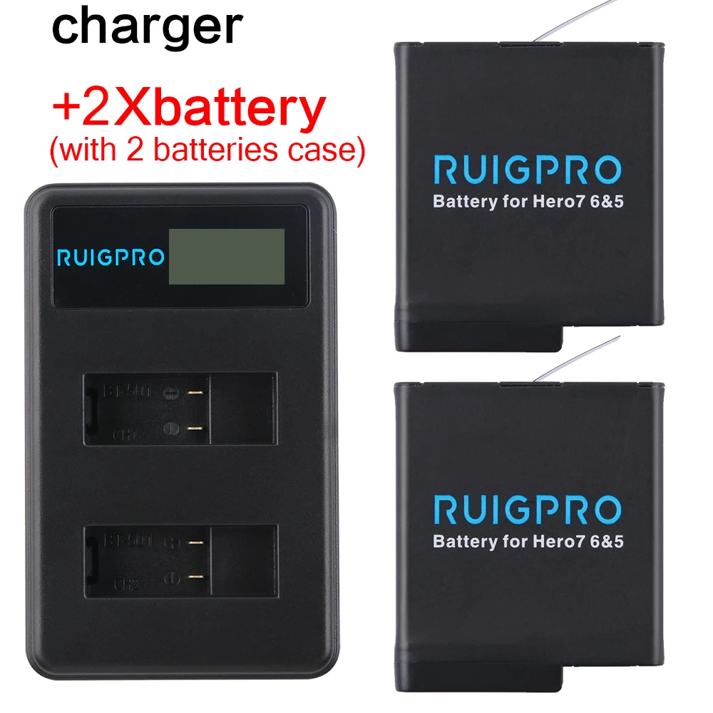 2 шт. AHDBT501 Hero5 Батарея Akku + USB светодиодный 3 Порты и разъёмы Зарядное устройство с