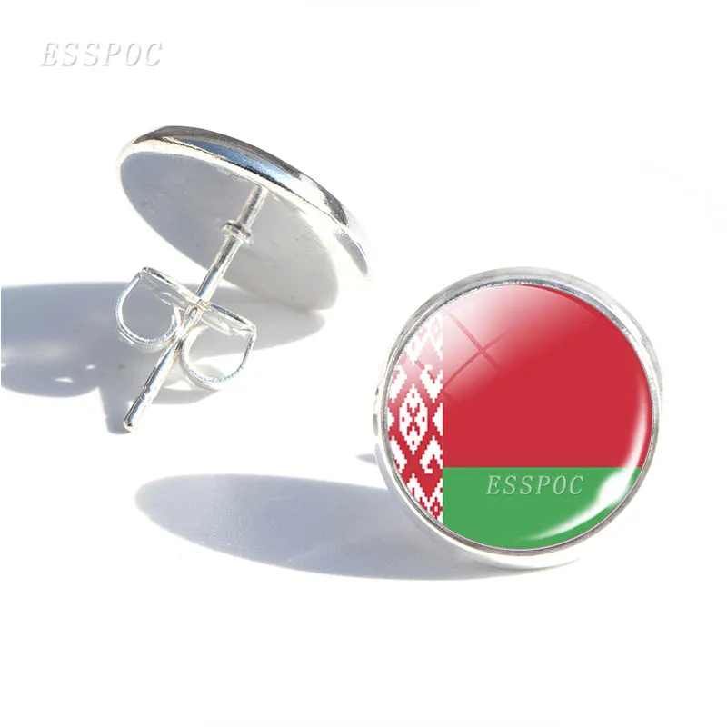 Серьги для футбольных фанатов стеклянный купол девочек украшения ушей флаг