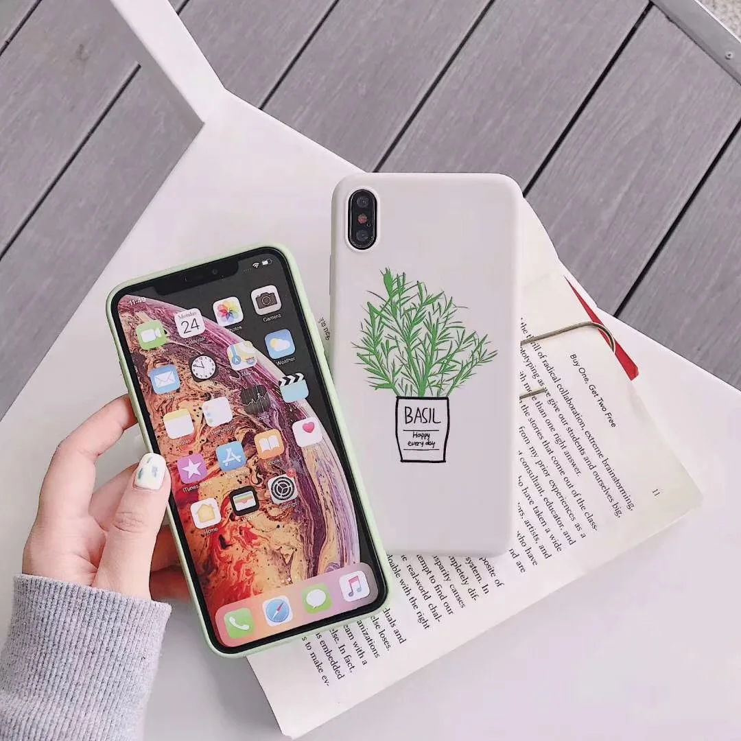 Чехлы для телефонов с принтом зеленых листьев ваза буквенным узором Apple iPhone 7 Plus XR
