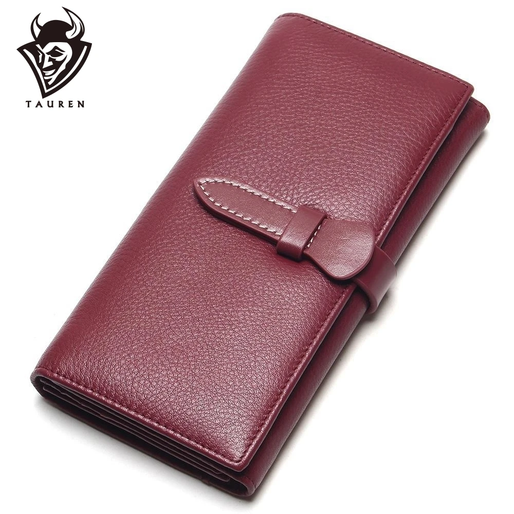 

100% Top Level Soft Leather Wallet Women Long Wallets Female Genuine Womens Card Holders Coin Purse