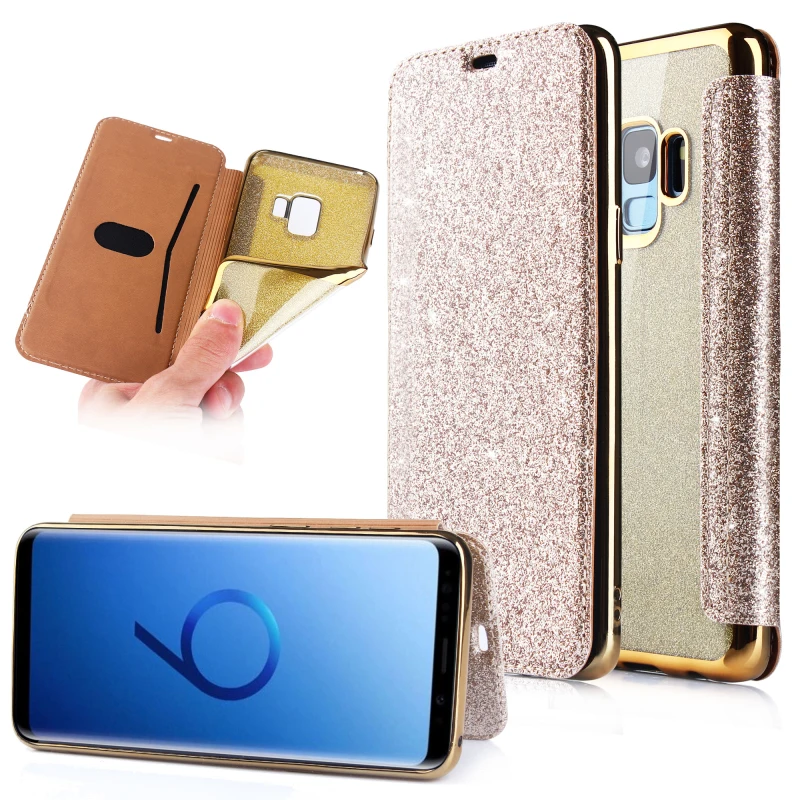 Блестящий тонкий кожаный чехол бумажник с откидной крышкой для Samsung Galaxy S10 Lite S8 S9
