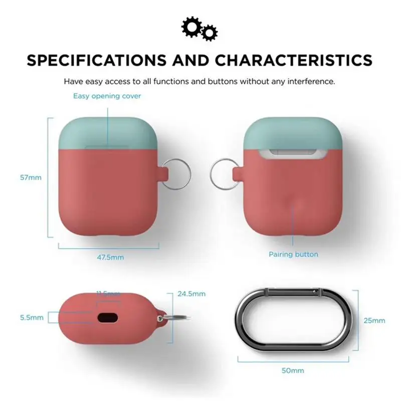 Двойной колпачок силиконовый чехол для Airpods наушники беспроводные Bluetooth наушники пылезащитный мягкий корпус для Airpods подарок