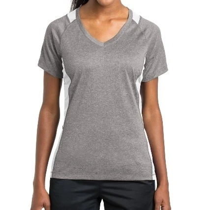 Спорт Tek LST361 Дамы Хизер Colorblock Contender футболки с v образным вырезом Винтаж и белый 3XL|