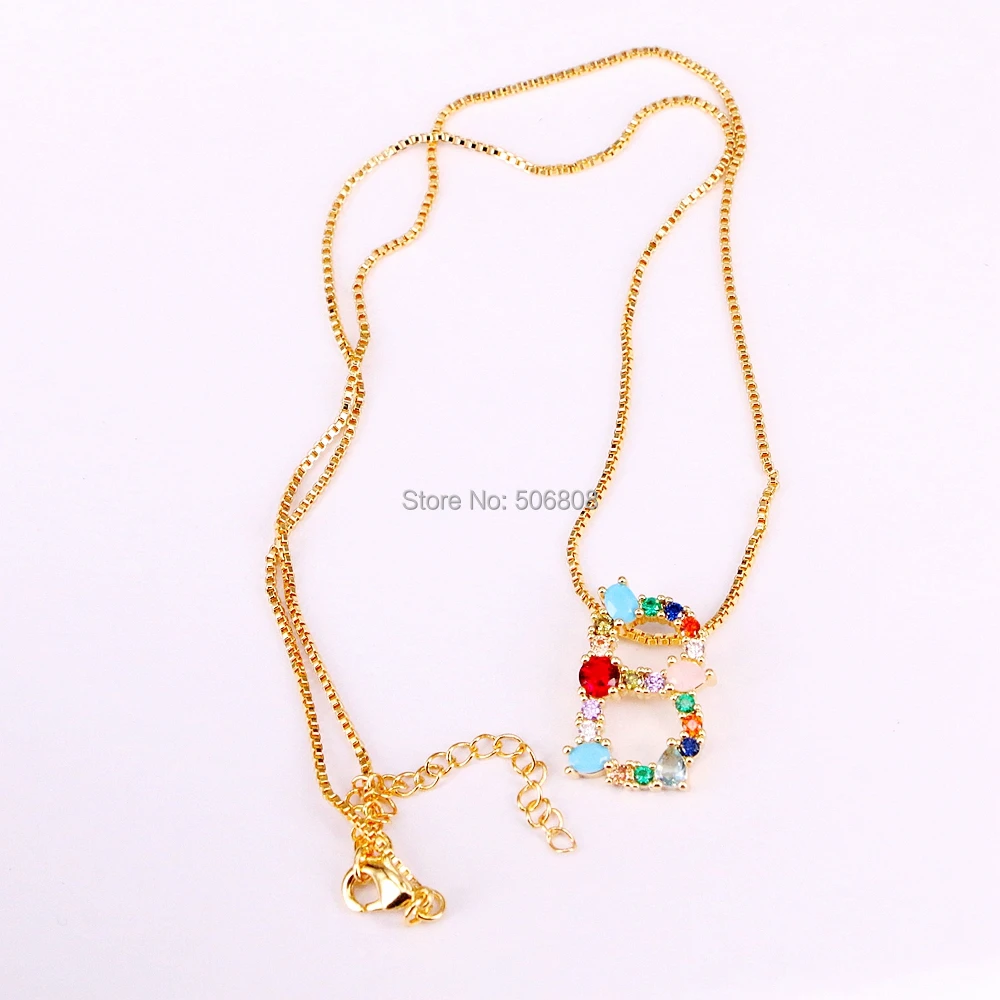 5 Strands Metal Gold Electroplated CZ Alphabet Initial Pendant Necklace Choose Letter | Украшения и аксессуары