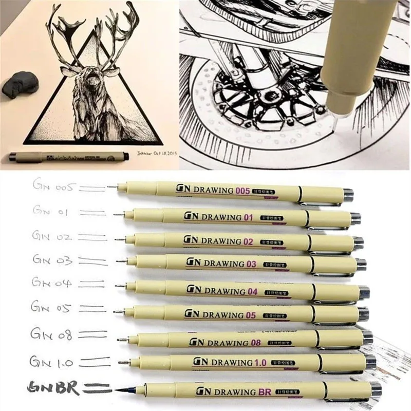 1 шт. ручка для рисования пигментная подводка микрон чернильная художественные