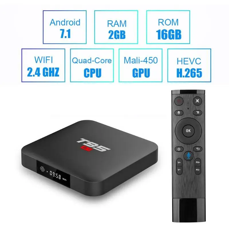 2 4G воздуха Fly Мышь голос дистанционного Управление + T95 S1 Andorid 7 1 16 GB ТВ