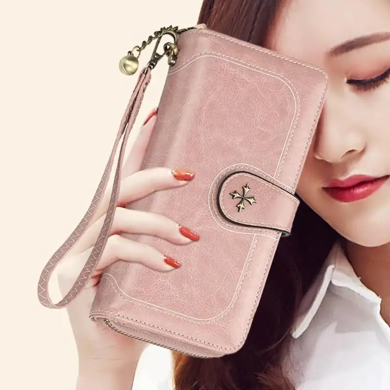 Женский Длинный кошелек на молнии из искусственной кожи Кошелек Сумка клатч для