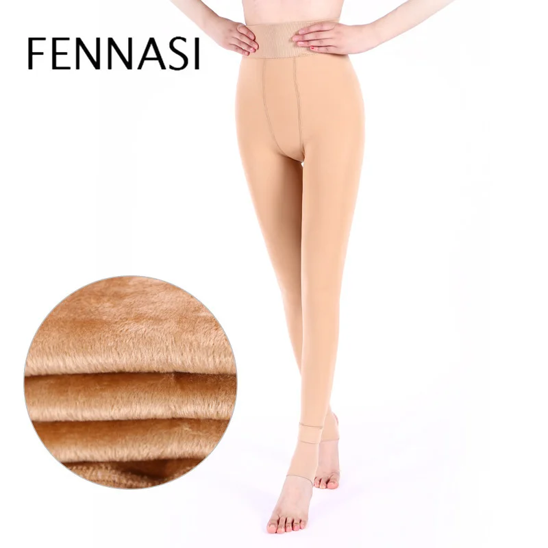 FENNASI теплые женские колготки с высокой талией однотонные зимние тонкие