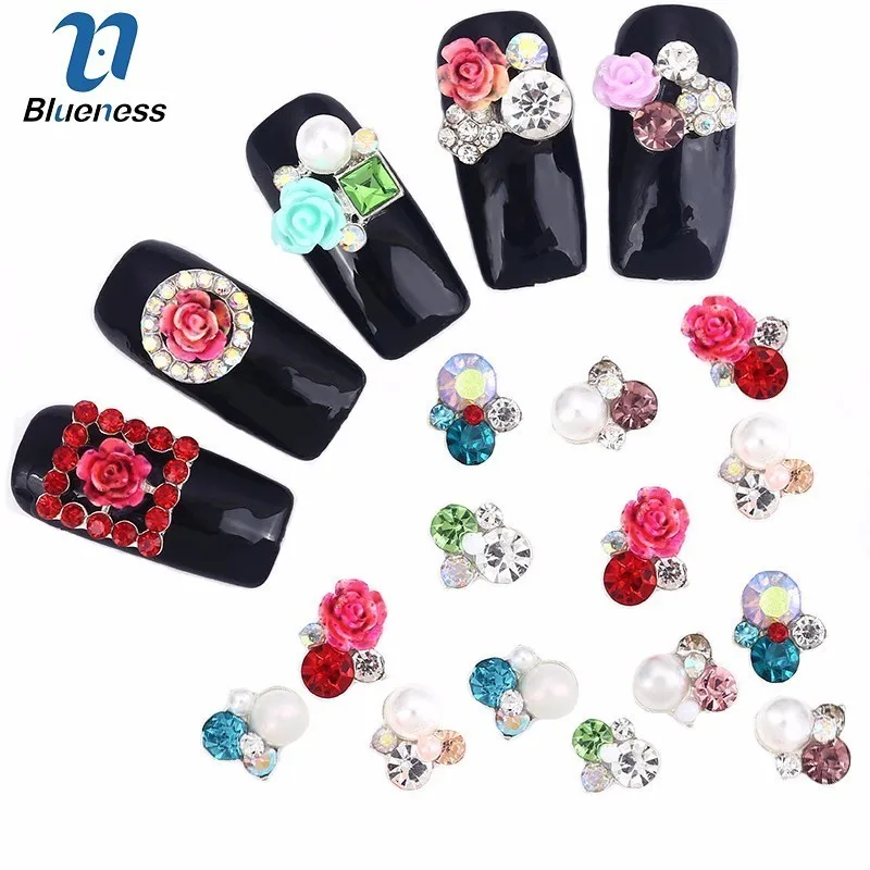 Blueness 10Pcs 3D Nail Stud DIY Nails Art Decorations Rhinestones Alloy Manicure UV Gel Polish Makeup Accessories | Красота и