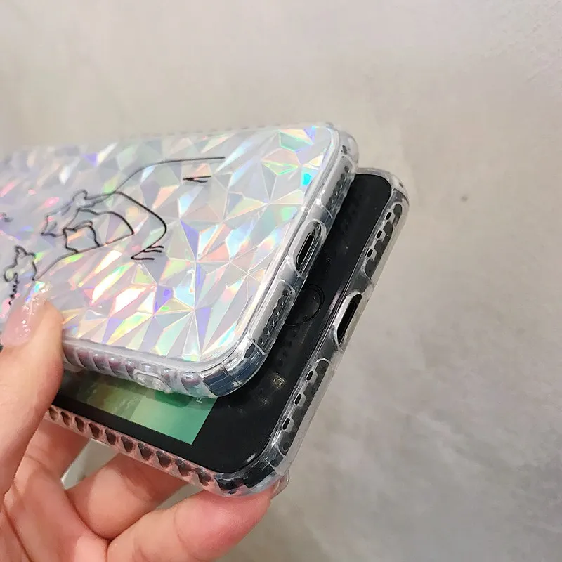 STROLLIFE New Glitter Diamond Texture Phone Case for iPhoneX XS Max XR Lovely Couples Cover IPhone8 6s 7 Plus Soft TPU Shell |