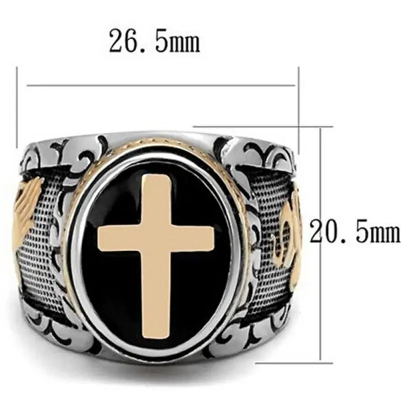 Винтажное двухцветное кольцо с надписью Holy Cross для молитвы христианского Иисуса