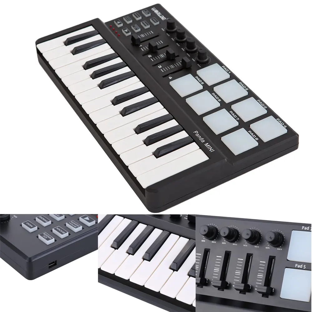 WORLED, портативная MIDI клавиатура с управлением, мини USB клавиатура, MIDI управление, MIDI управление, клавиатура, колодки, 7 видов стилей на выбор