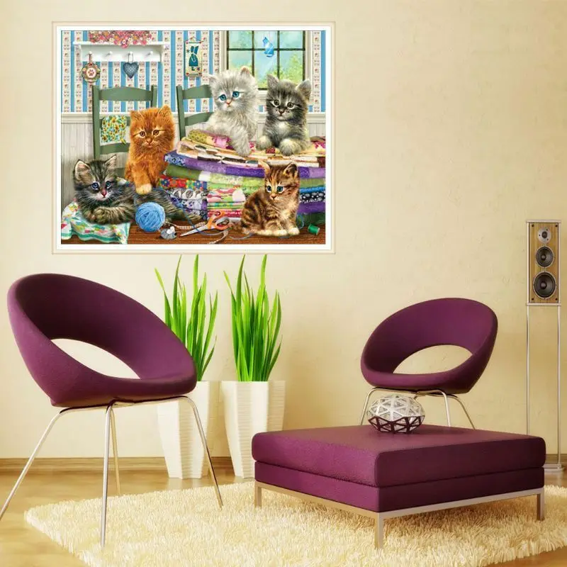 Новый Кот Diy 5D полный дрель алмазная живопись вышивка крестиком набор