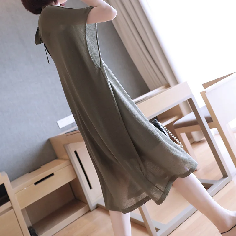 LANMREM 2020 Spring Summer New Bat Sleeve O-neck Loose Large Size Thin Type Knitted Dress Comfortable Fashion Short QF259 | Женская