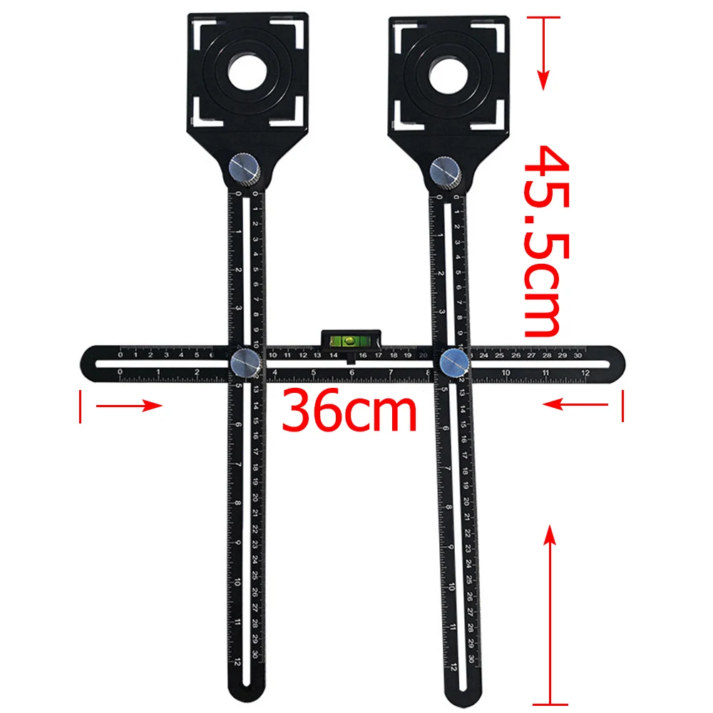 Dual-head Drill Hole Locator tool Adjustable Position Ruler Fixed Measuring Protractor Universal Tile Marble Glass Opening | Инструменты