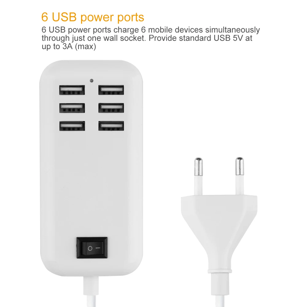 Зарядное устройство Powstro с 6 USB портами 25 Вт 3 А|Зарядные устройства для телефонов| |