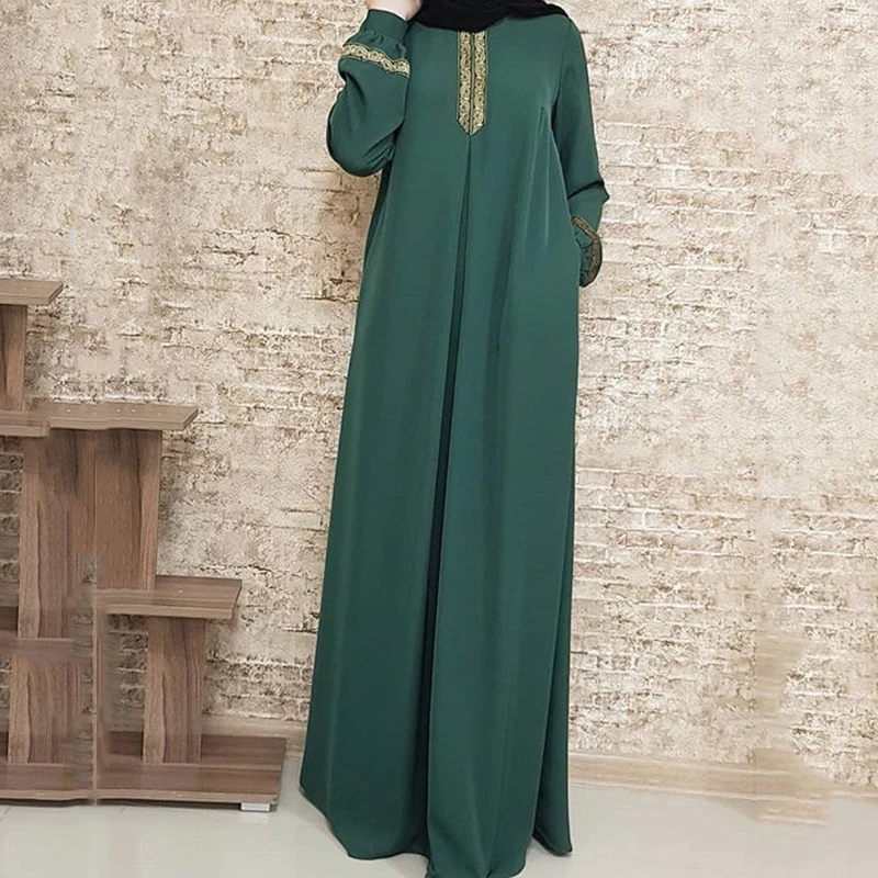 Женские макси мусульманский Кафтан абайя шифон с длинным рукавом Вечерние