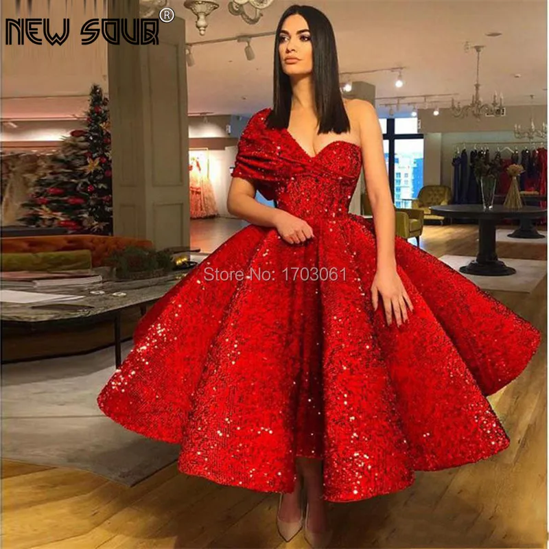 Красные Роскошные мусульманские Вечерние платья блестящие Дубая для выпускного