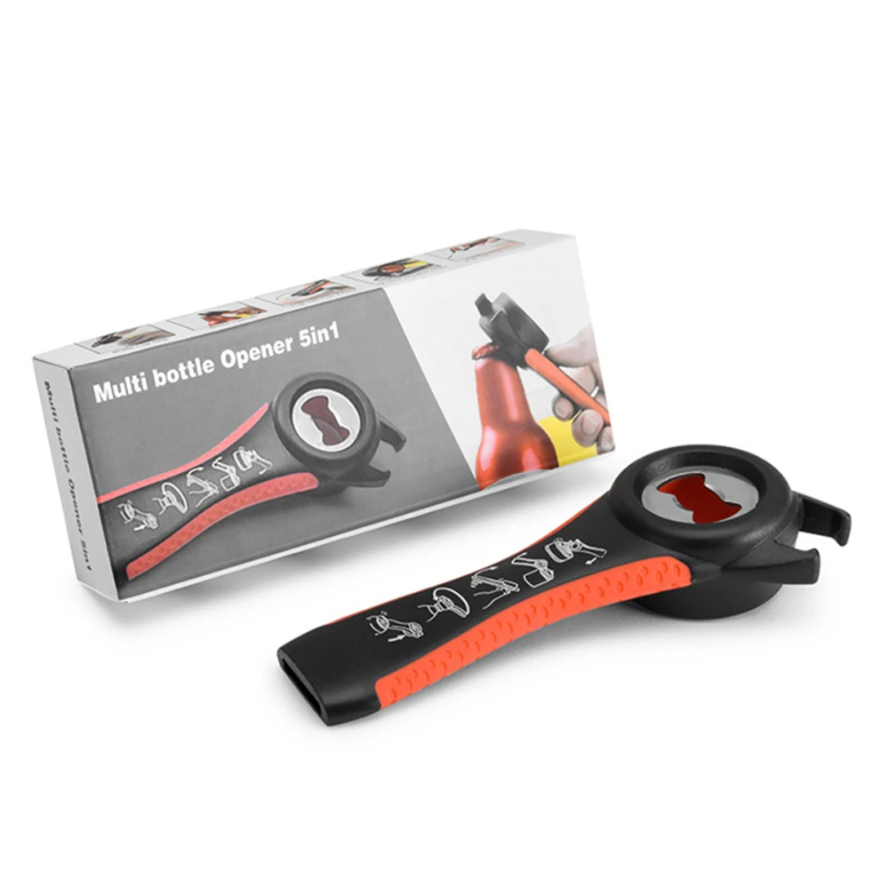 

Dropship 5 In 1 Multifuctional All In One Bottle Opener Stainless Steel Jar Can Remover Kitchen Manual Gadgets Bar Accessories