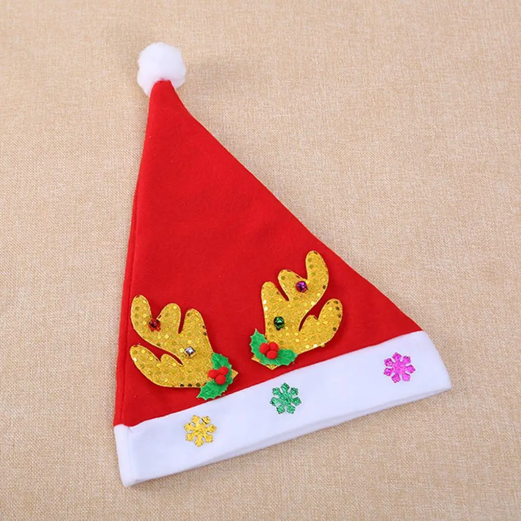 Stylish Christmas Party Adult Elk Sequins Decoration Red Gold Green Hat |