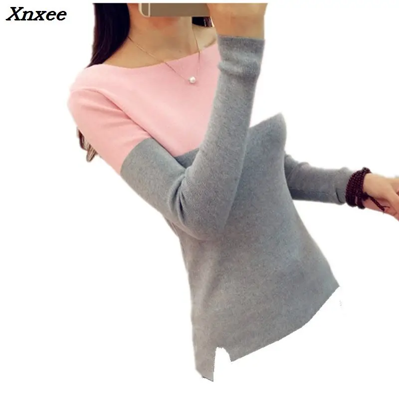 sweater pullovers female 2018 Women long sleeve Sweater High Elastic Knitted Split Sweaters Tricot Jumper Femme Xnxee | Женская одежда