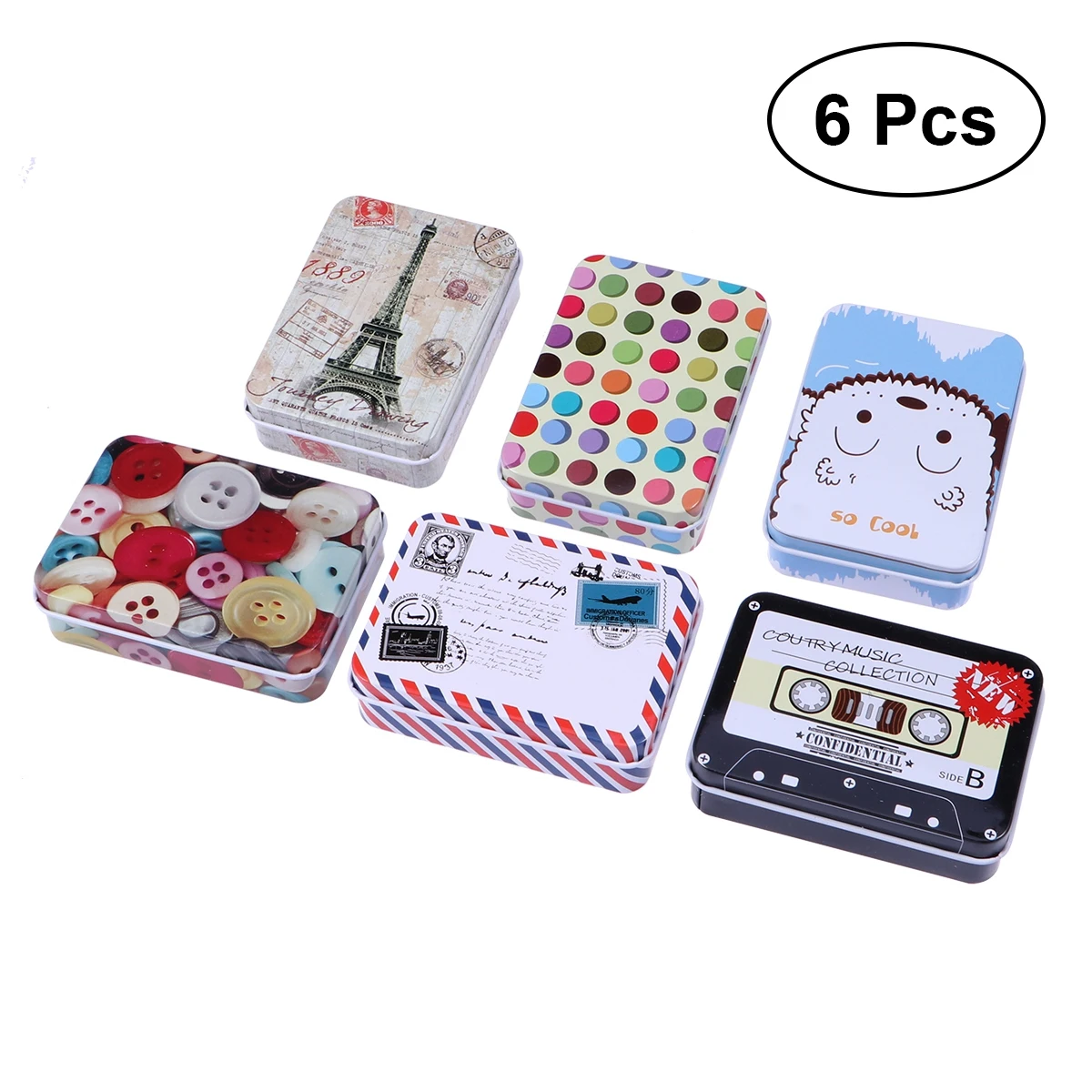 6 шт. Олова коробка железные Конфеты Ювелирные изделия новинки Мини Монета карты
