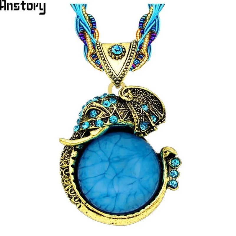 Ручной работы Сеть Кристалл Смола кулон слон Цепочки и ожерелья для Для женщин