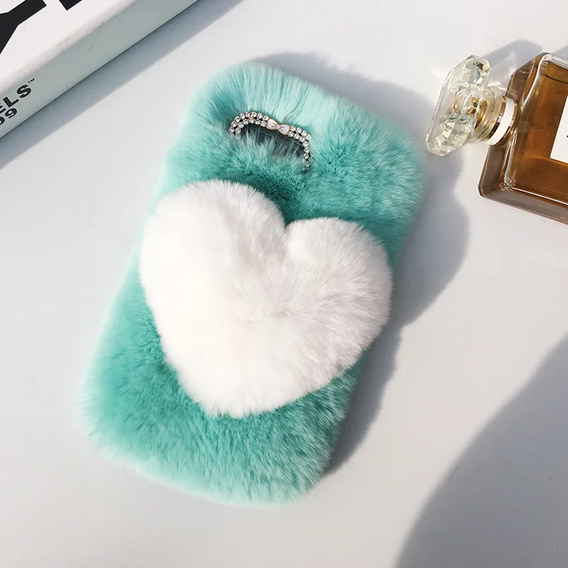Love Heart Case For Xiaomi mix 3 Note 6 Pro Cute Rabbit Cover Hairy Fur Fluffy Phone 8 lite f1 A2 Lite |