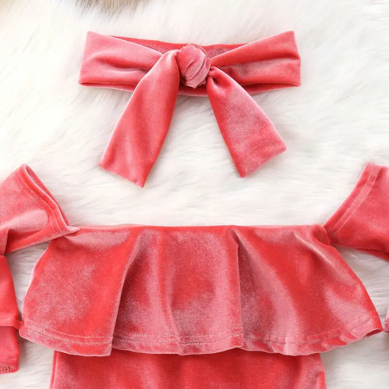 2 шт. детские бархатные комбинезоны с расклешенными рукавами и оборками | Мать