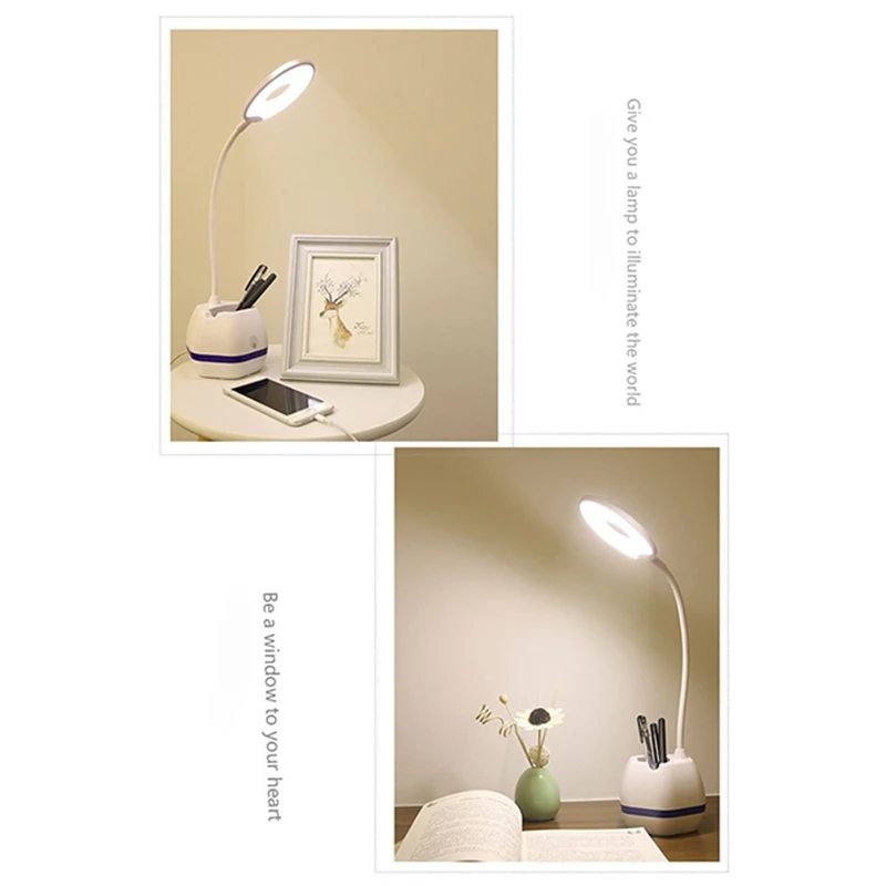 Rechargeable Cute Press Switch 3 Mode Led Eye Protection Table Lamp Folding Pen Holder Bedroom Reading Small Tabl|Настольные лампы| |