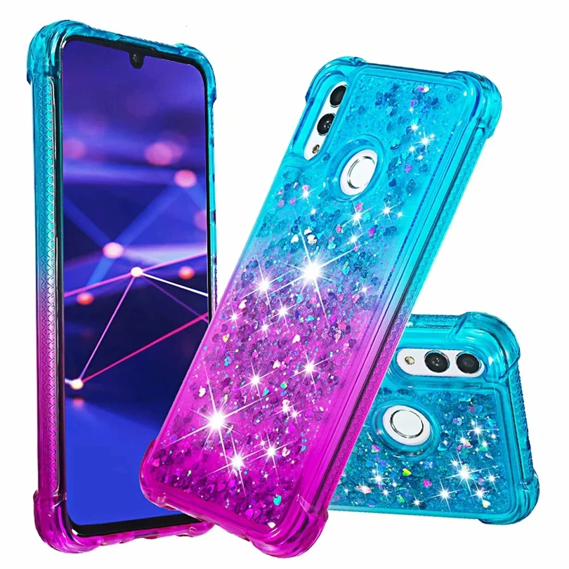 Case Shockproof Gradient Quicksand TPU Bumper Cover For Huawei P Smart 2019 Lightweight Phone Honor 10 Lite DYee |
