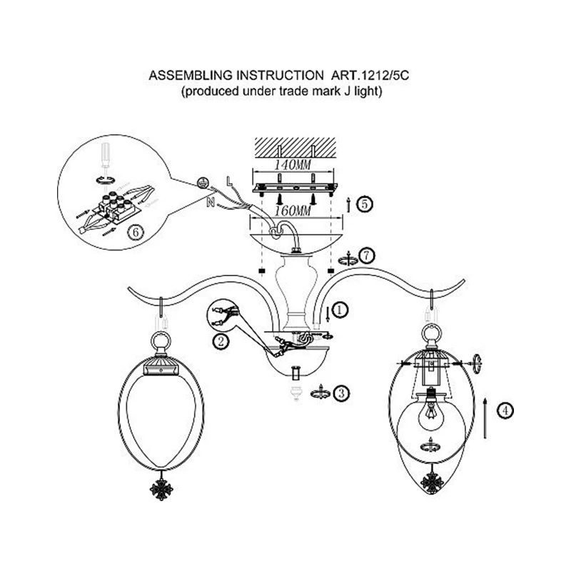 Люстра J LIGHT Gloria 1212/5C бронзовый|Люстры| |