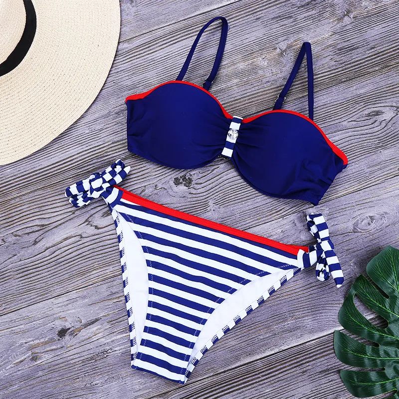Lefeel Bikini 2019 New Sexy Women Swimwear Push Up Swimsuit Womsn Solid Bikinis Set Plus Size Biquini Print Striped Beach Wear |