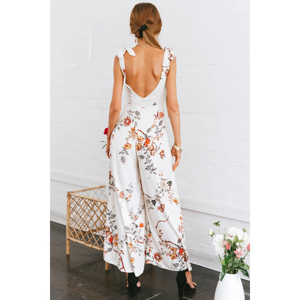 2019 летний Повседневный цветочный принт без рукавов с открытой спиной Женский